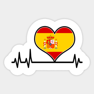 Spain Flag Heart Heartbeat EKG Sticker